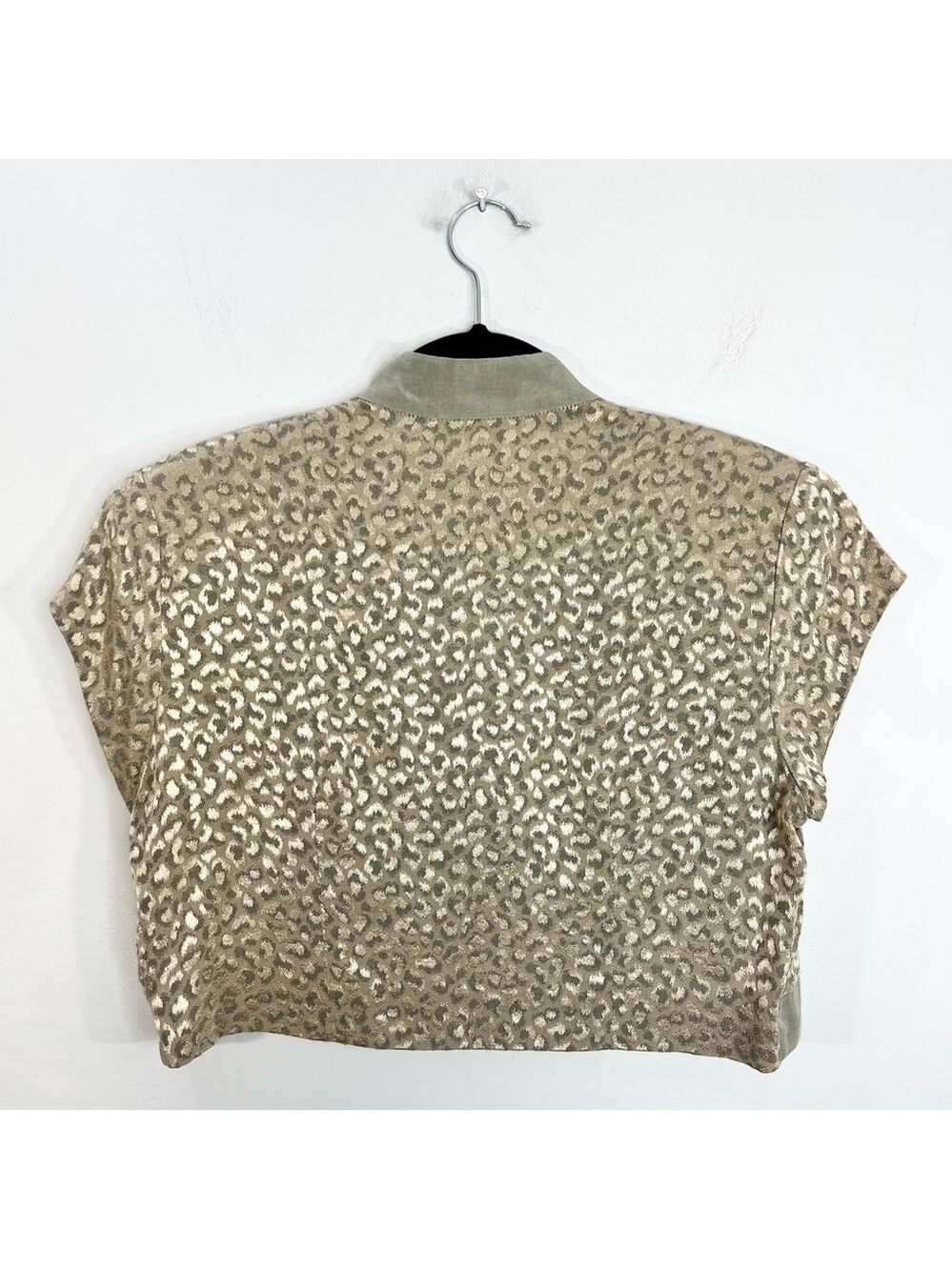 Vintage Canadian made sage green taupe metallic animal print cropped jacket 12 - Picture 5 of 15
